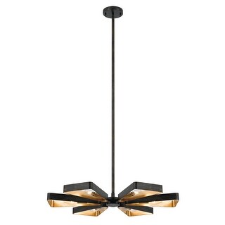 Luna 6 Light Bronze & Gold Chandelier - 27'' W x 46'' H