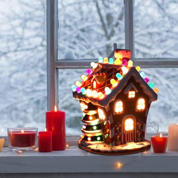 Shop Costway Ceramic Village House Hand Painted Decor Christmas W