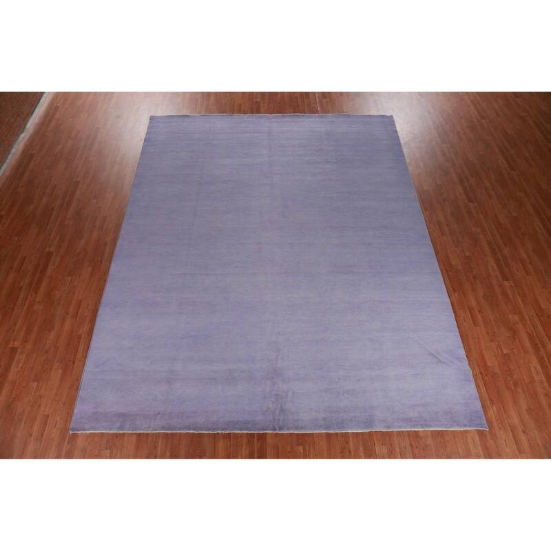 Hand Knotted Oriental 100% Wool Carpet Modern Solid Purples Gabbeh Area Rug - 12' 8'' X 10' 0''