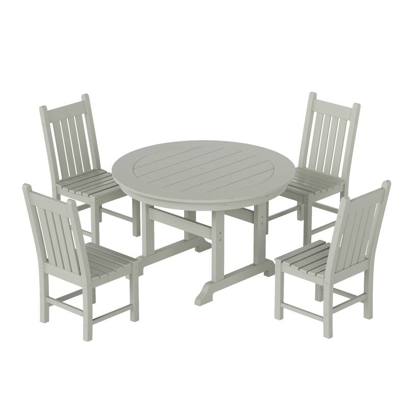 Laguna Hdpe All Weather Outdoor Patio Dining Set with Round Table, Armless Chairs (5-Piece Set)