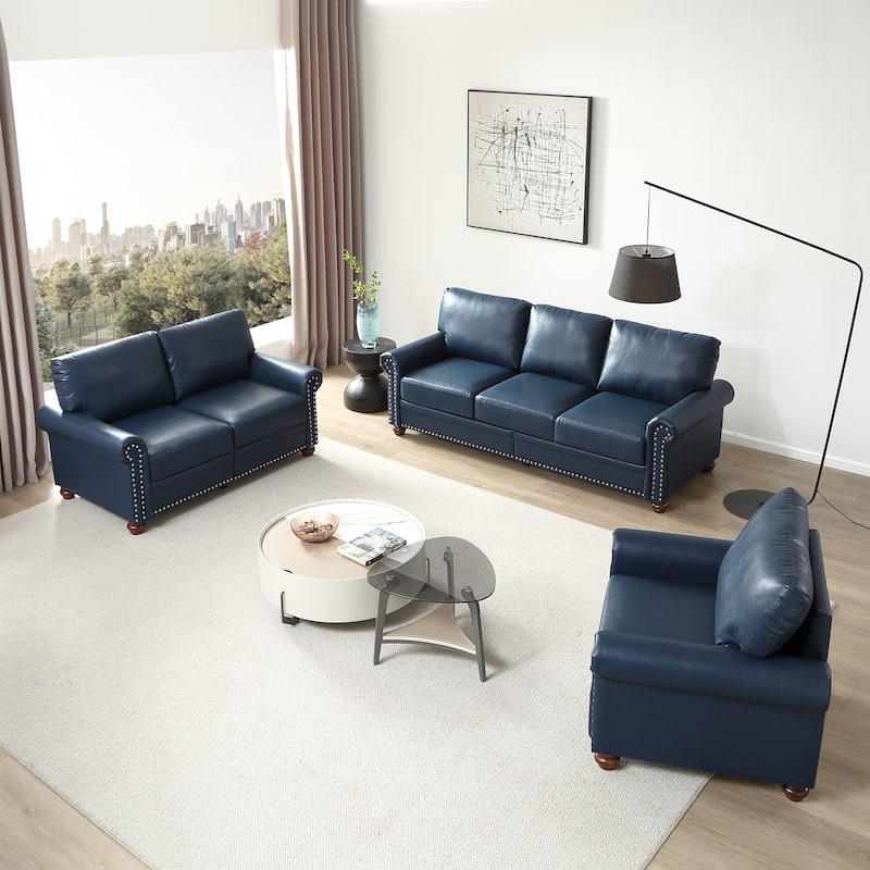 Multi Color PU Leather Sectional Sofa Set & Storage Couch, 1+2+3 Seat