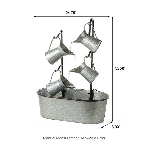 dimension image slide 0 of 2, Glitzhome 33"H Farmhouse Metal Four-Pitchers Cascading Fountain