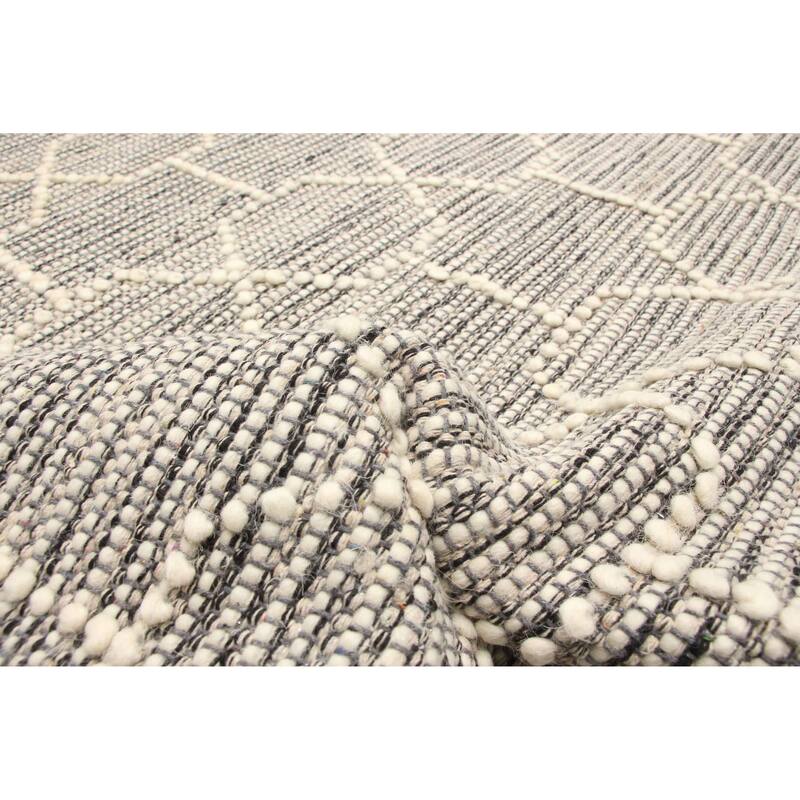 ECARPETGALLERY Braid weave Sienna Grey Wool Rug - 4'11 x 7'9
