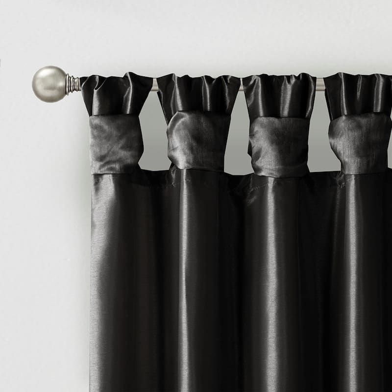Twist Tab Lined Window Curtain Panel Black