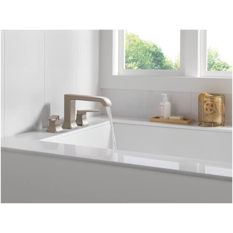 Delta T2739 Velum Deck Mounted Roman Tub Filler with Curved Spout