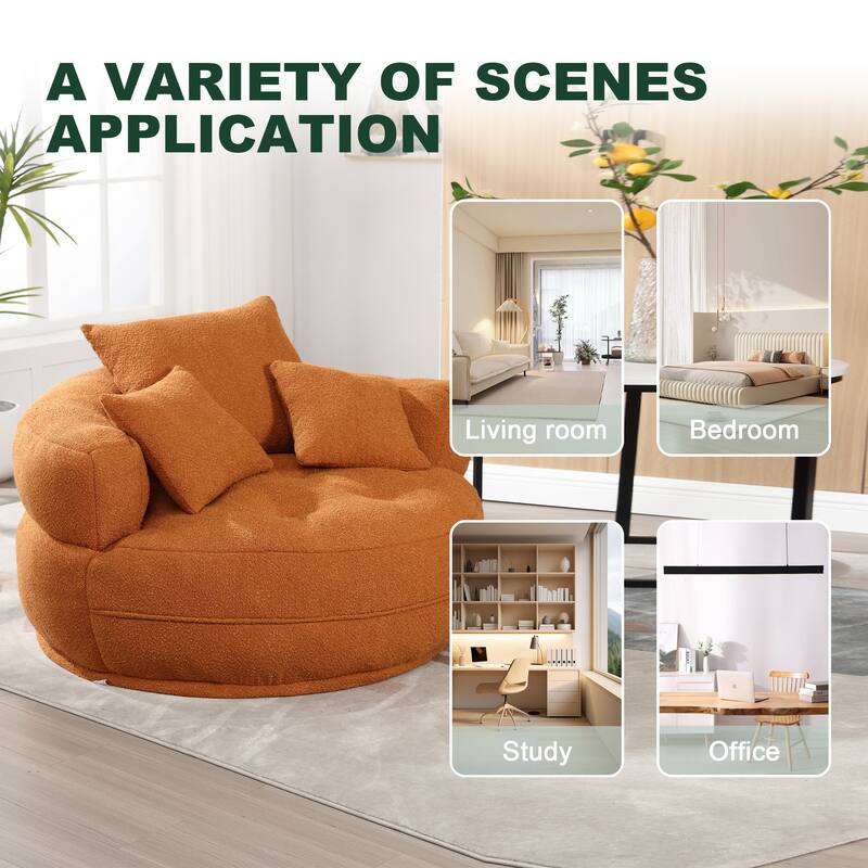 Circular wide living room fabric sofa, balcony swivel sofa chair