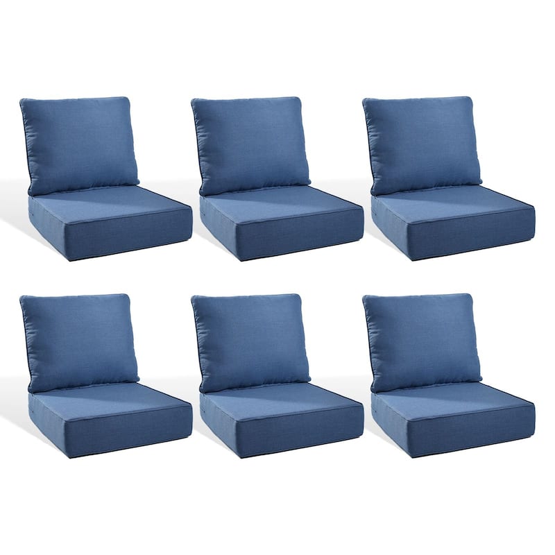 Pocassy 22"x24"x6" Inch Thick Cushions Indoor Outdoor Pillows Cushion - Blue Cushion - 6 Set Seat & Back Cushion