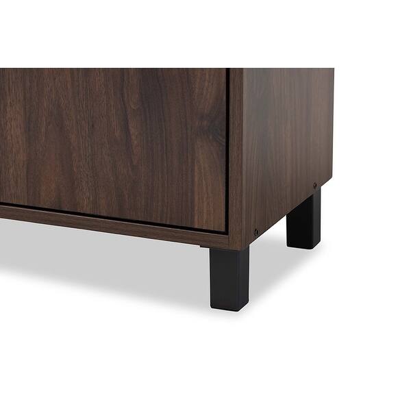 Brighton Walnut Brown Finished 2 Door Wood Entryway Shoe Storage Cabinet W Open Shelf On Sale Overstock 31490634