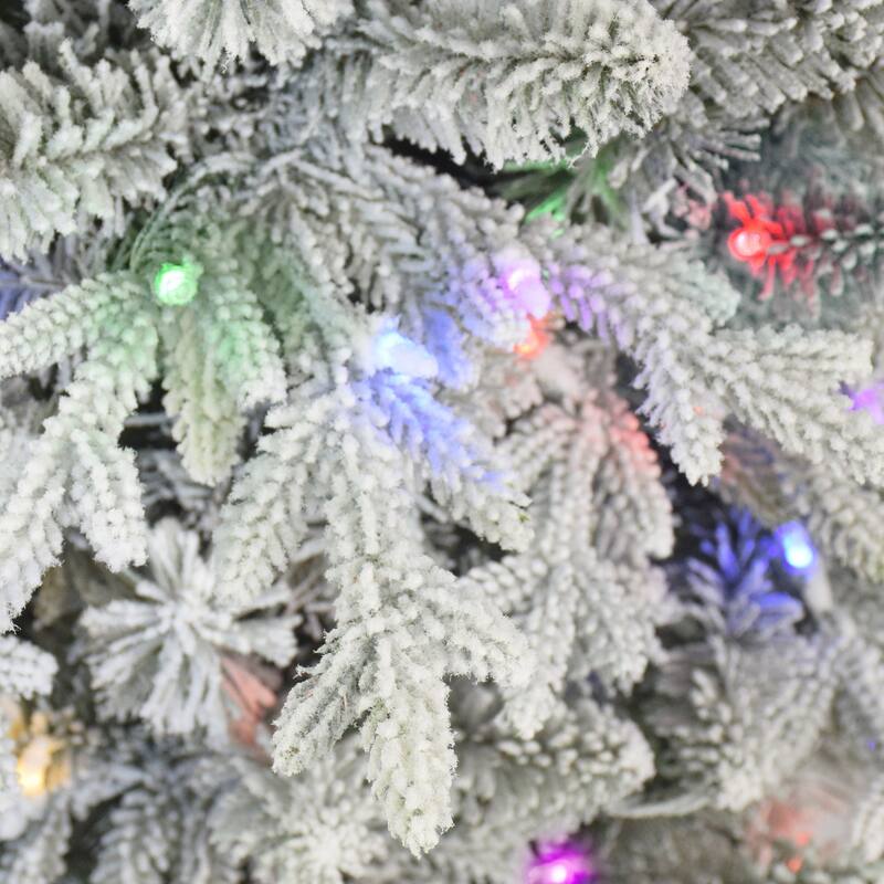 7.5' Flocked Northern Fir Medium Artificial Tree Color Select LED - 7.5 Foot