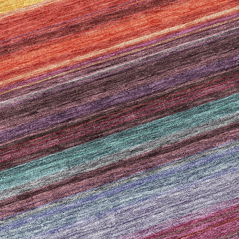 Machine Washable Indoor/ Outdoor Ombre Stripes Chantille Rug