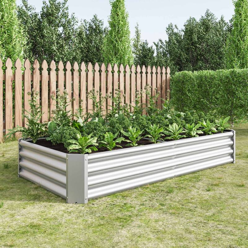 Large Galvanized Metal Raised Garden Bed Open Bottom Rust-Resistant