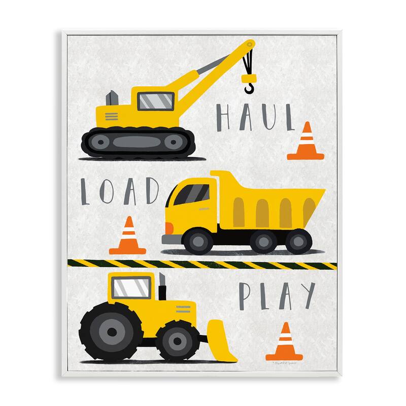 Stupell Haul Load Play Trucks Framed Giclee Art Design By Elizabeth Tyndall - 24 x 30 - White