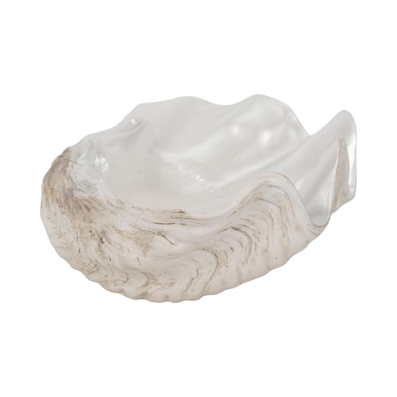 Sagebrook Home 9-inch Ivory Pearlized Shell Bowl, Polyresin Crafted - 9" x 8" x 5"