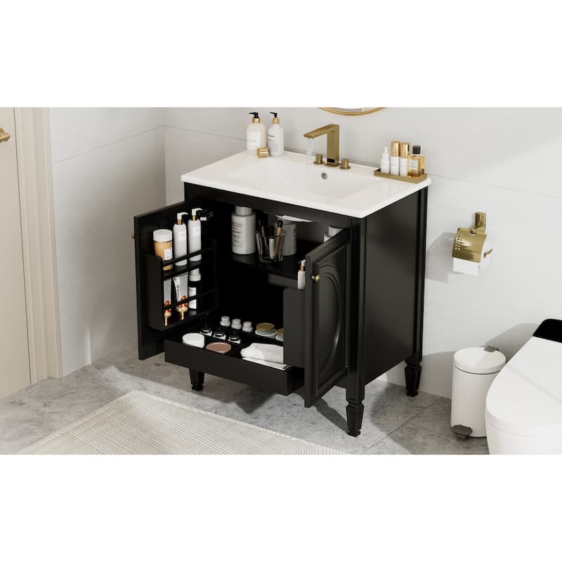 Bathroom Vanity with Sink, Storage Cabinet with Adjustable Shelves, Vanity Set with Soft Close Door and Drawer