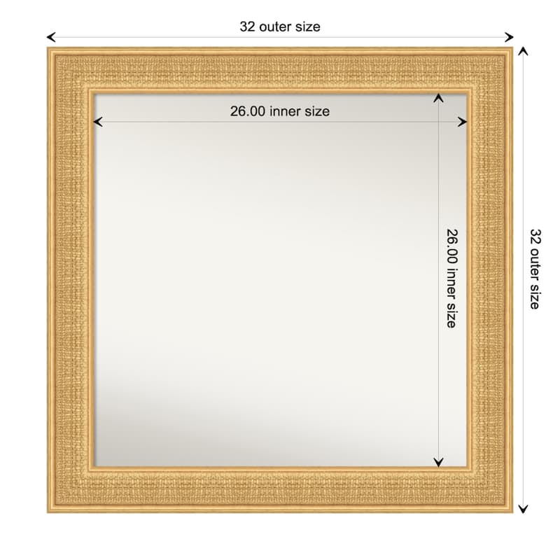 Trellis Non-Beveled Wood Framed Wall Mirror - Trellis Gold - Glass Size 26x26
