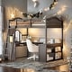 preview thumbnail 38 of 52, Wooden Full Loft Bed with U-shaped Desk,Storage Compartments and Tri-fold Mirror