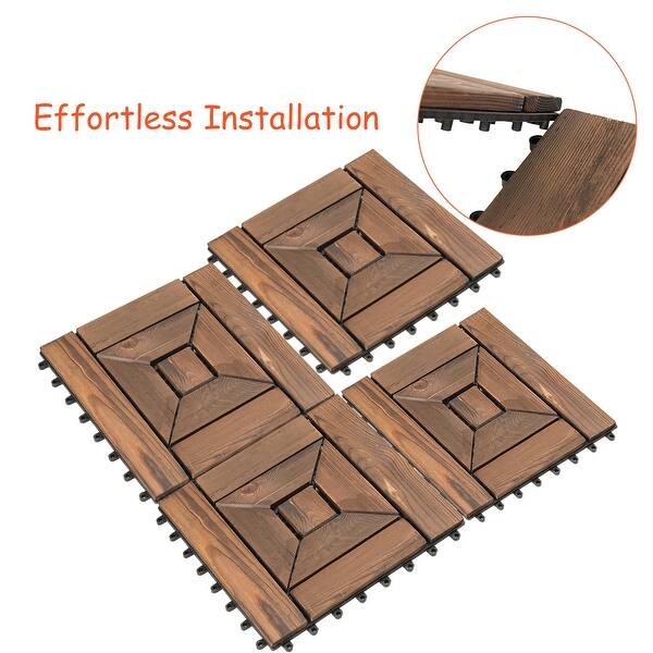 Shop Costway 44 Pcs 12 X 12 Interlocking Wood Deck Tiles Patio