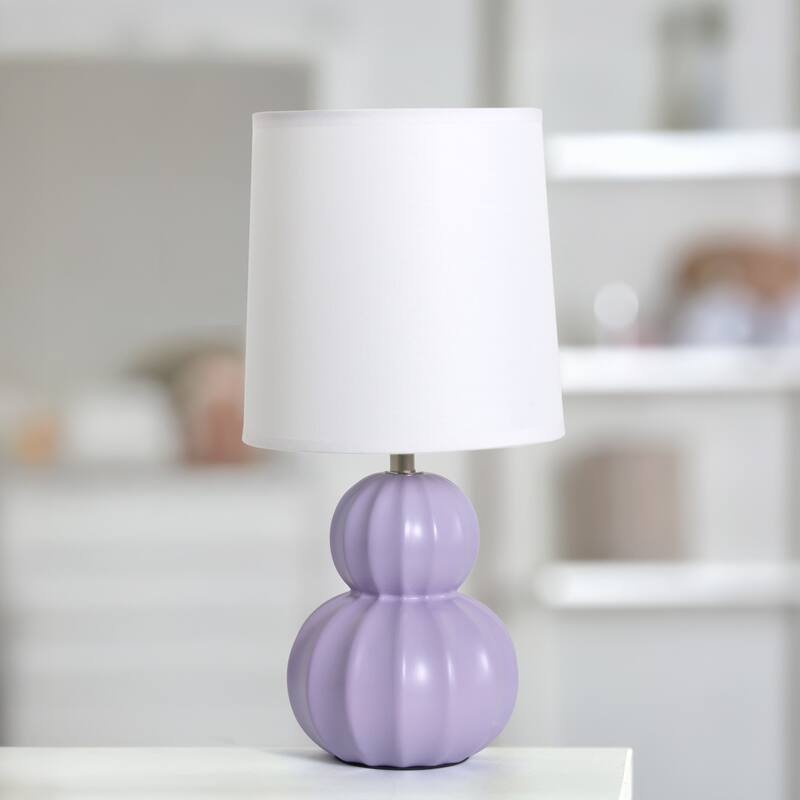 Stacked Double Gourd Ceramic Table Lamp with Tapered Shade - 12.5" - Lavender