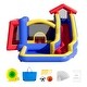 preview thumbnail 1 of 10, Inflatable Outdoor Trampoline Jumping Bouncer House with Blower Slide and Storage Bag - 131.1” x 133.1” x 90.6”