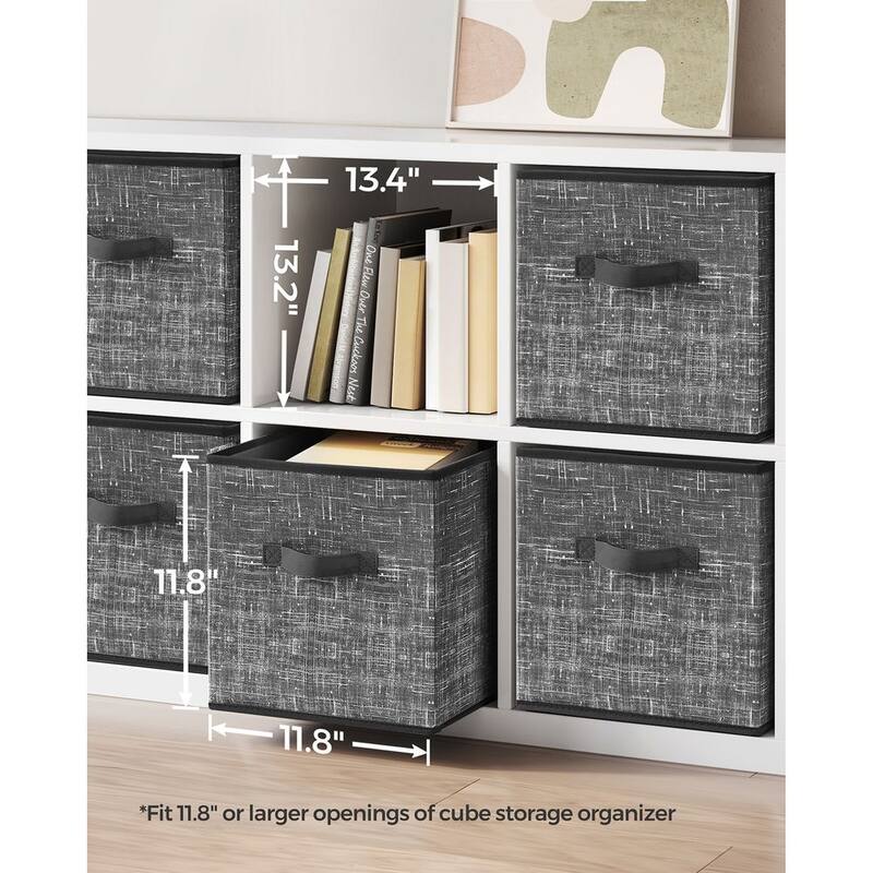 6 Fabric Foldable Storage Cubes with Handles Stylish Print Ideal for Bedroom and Living Room
