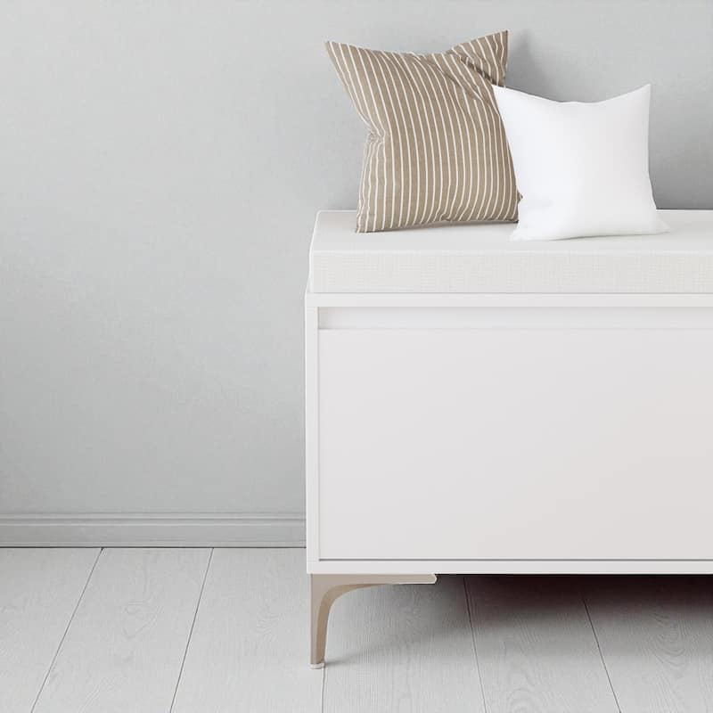 Wall-Mounted Entryway Shelf with Hooks and Shoe Storage Bench, Modern White Cabinet with Cushion for Hallway or Mudroom