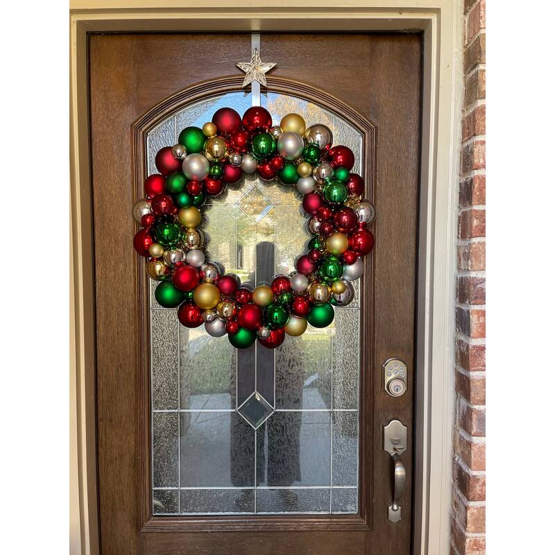 Traditional Colors 2-Finish Shatterproof Ball Christmas Wreath
