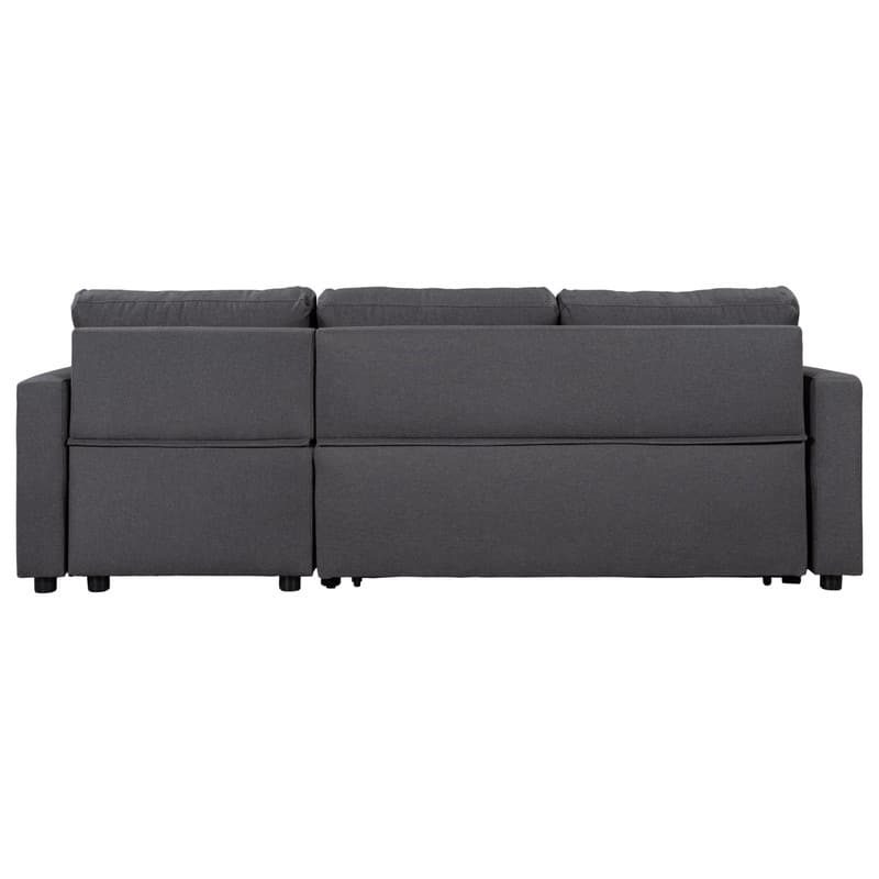 87.44" Upholstery Sectional Sofa Sleeper with Storage Space, 2 in 1 Pull-Out Sofa Bed