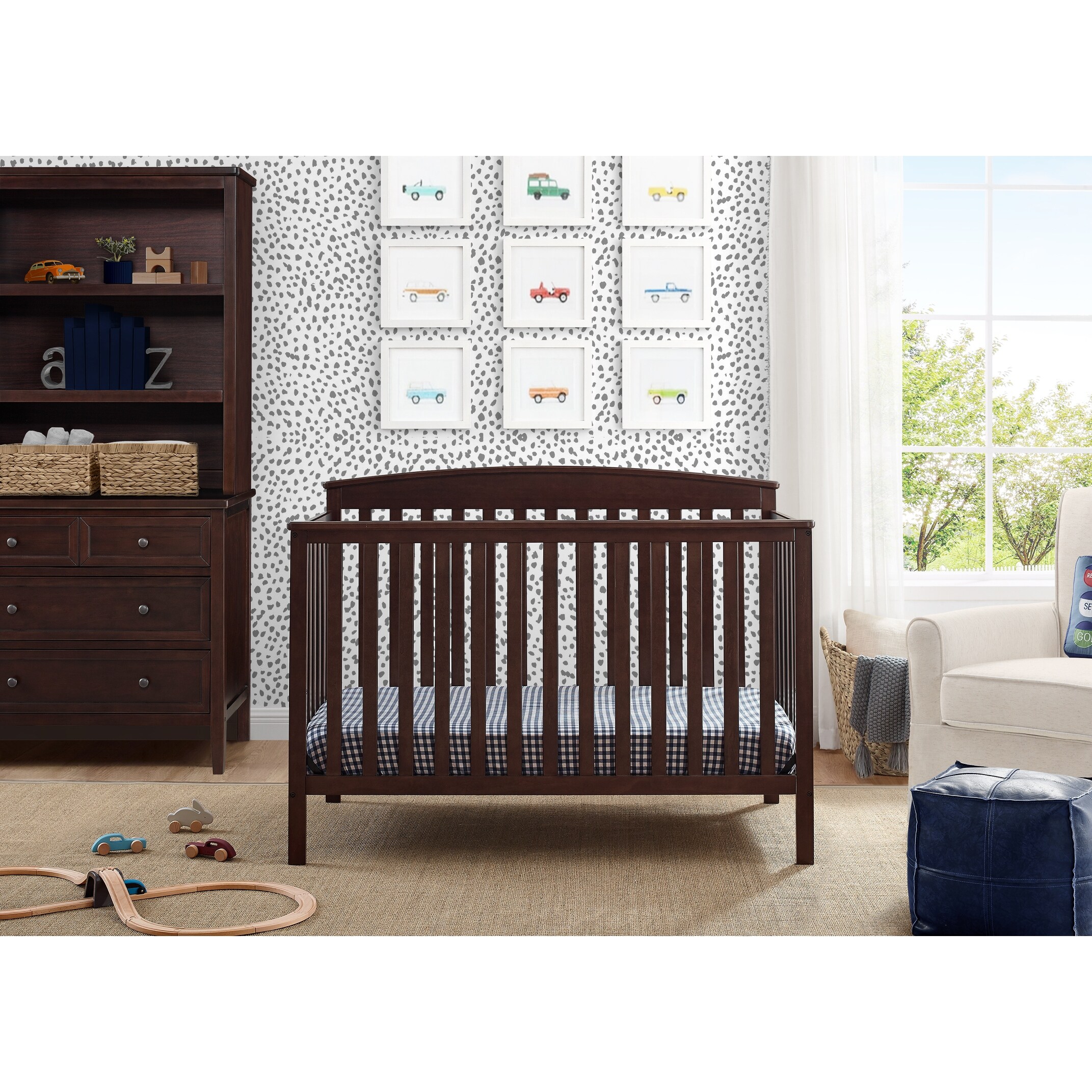 Hanover 6-in-1 Convertible Baby Crib, Walnut Espresso Bed Bath