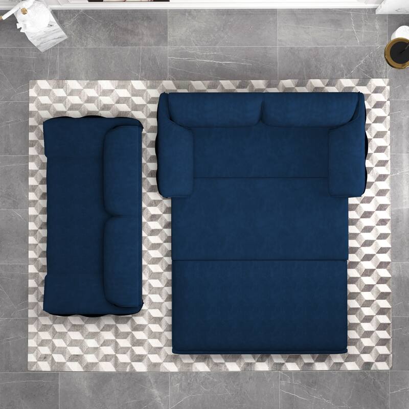 Convertible Sofa Bed, 3-in-1 Multi-Functional Velvet Queen Pull Out Sofa Bed, 63.8'' Sleeper Sofa Loveseat Bed with Side Storage