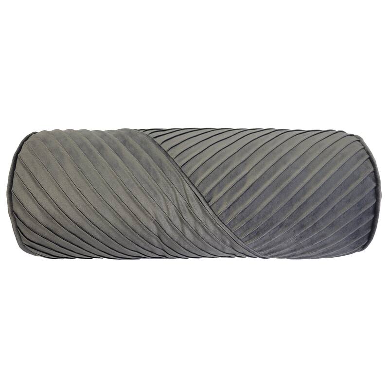 Edie At Home Chelsea Spliced Neckroll Decorative Throw Pillow 7x18 - Brown/White