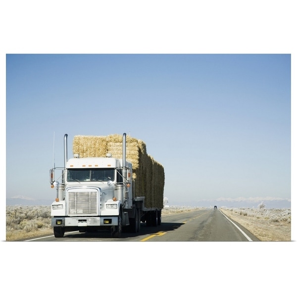 "USA, Colorado, Truck hauling hay on rural road" Poster Print