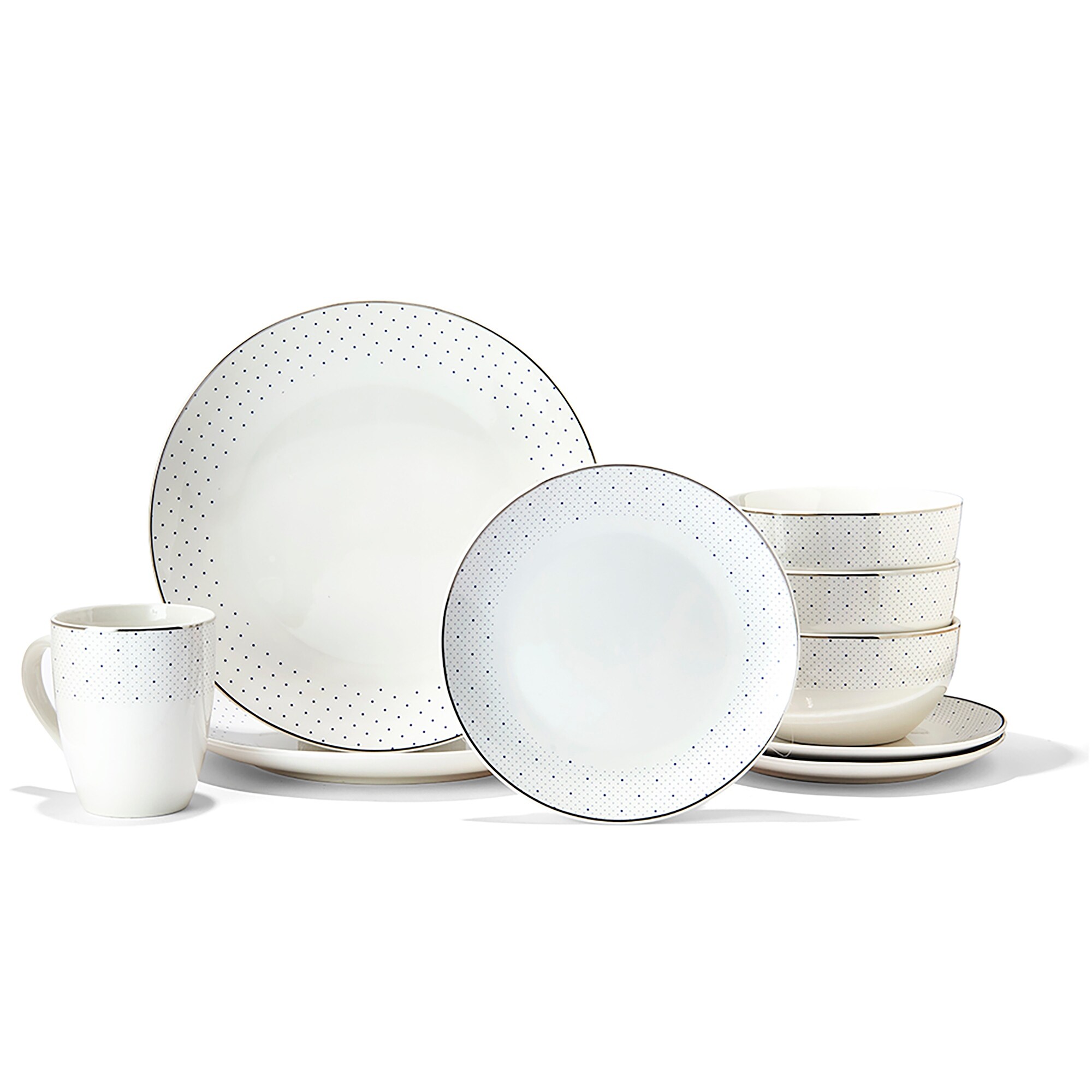 MALACASA Series Amelia 24-Piece White Dinnerware Set Porcelain