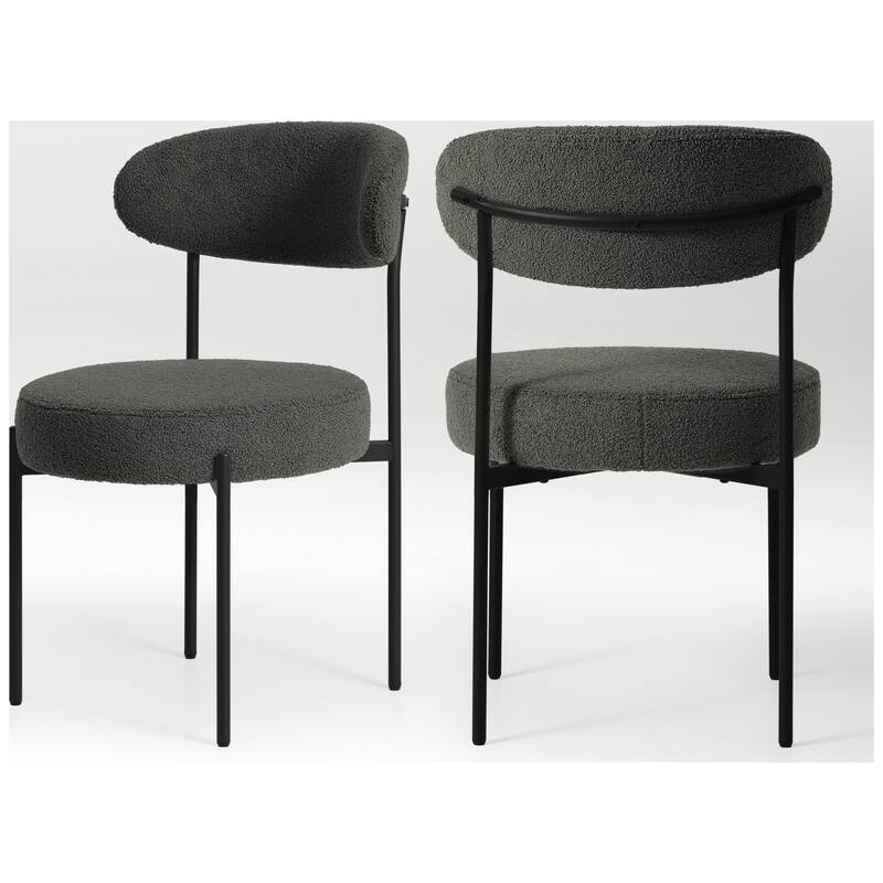 Bayville Mid-Century Curved Back Fabric Upholstered Metal Dining Chair (Set of 2)