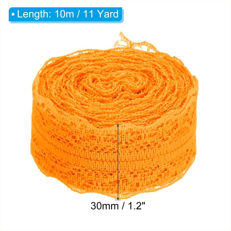 2pcs 1.2" Wide 11 Yards Lace Trim Ribbon Sewing Lace Wrapping Decor - Orange