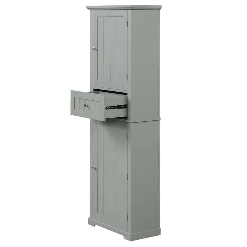 Roomfitters Tall Freestanding Bathroom Cabinet with Drawer, Adjustable Shelf and Smooth Painted MDF Finish