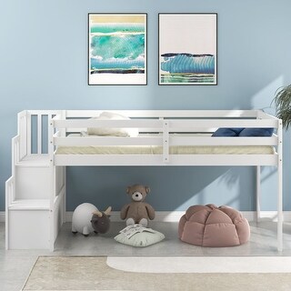 Twin SIZE Loft bed with staircase - Bed Bath & Beyond - 39474330