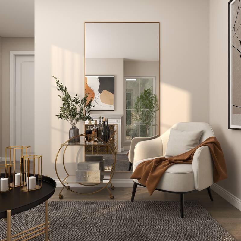 CosmoLiving by Cosmopolitan Gold Metal Room Wall Mirror with Thin Frame