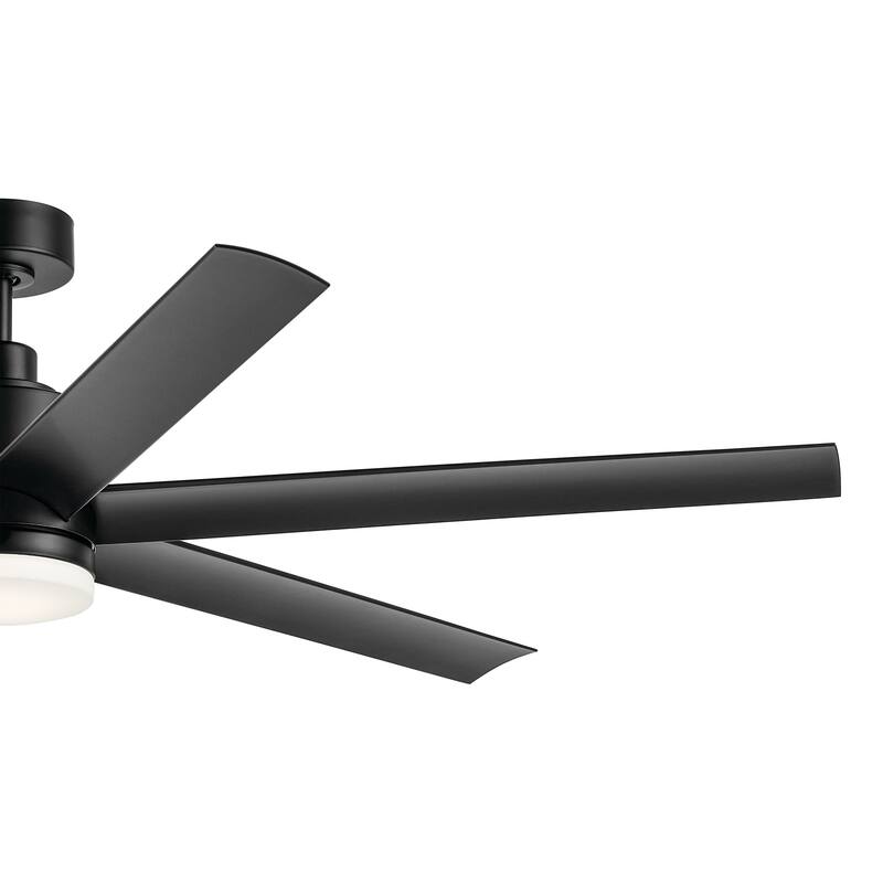 Kichler Lighting Loa 65 Inch Ceiling Fan with Satin Etch Cased Opal Glass in Satin Black with Black Blades