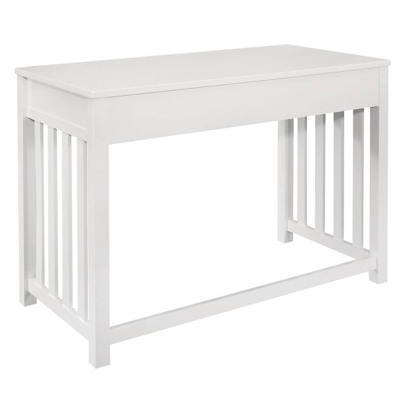 Modern Traditional 1pc Desk with 2x Drawers White Finish Keyboard Drawer Wooden Furniture