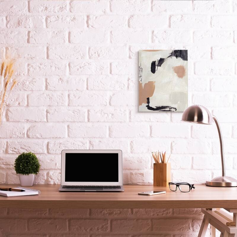 Stupell Expressive Abstract Composition Neutral Beige Black Canvas Wall Art