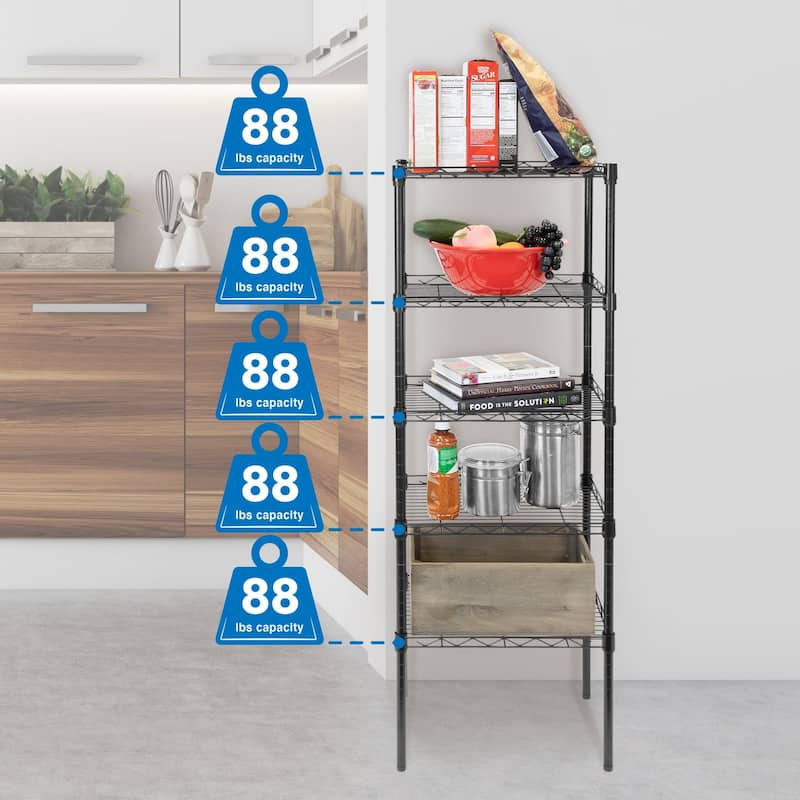 Mount-It! 5 Tier Metal Shelving Unit Pantry Storage