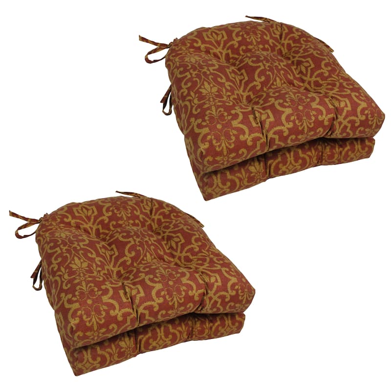 16-inch Rounded Back Tufted Indoor/Outdoor Chair Cushions (Set of 4) - 16" - Vanya Paprika