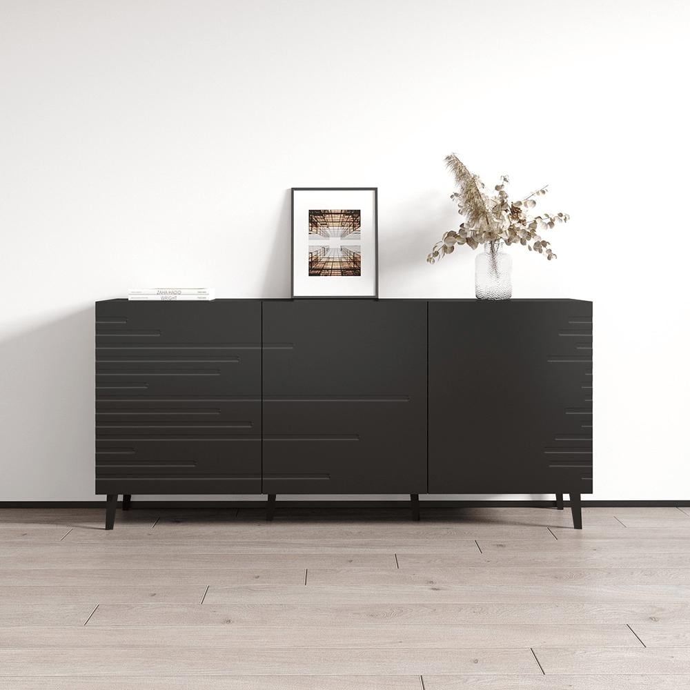 Meble Furniture Nova Sideboard 61" Wide x 28" High - Matte Modern Buffet Credenza with Spacious Cabinet Storage