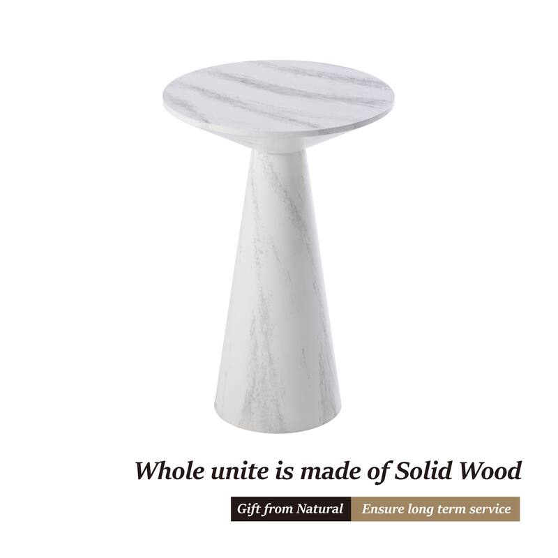 COZAYH Farmhouse Pedestal End Table, Round Martini Table Wood Plant Stand Rustic Small Drink Table for Living Room, Bedroom