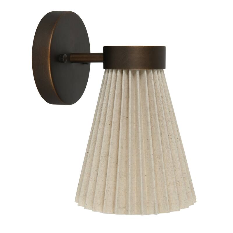 Beacon Lighting Amore 1 Light Pleated Wall Bracket - Bronze with Natural Linen Shade