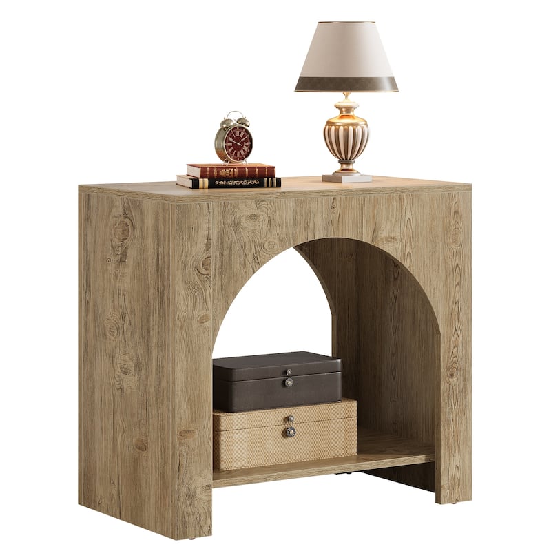 Farmhouse Night Stand Bedside Table for Bedroom Home Living Room - Oak Brown - No Drawers