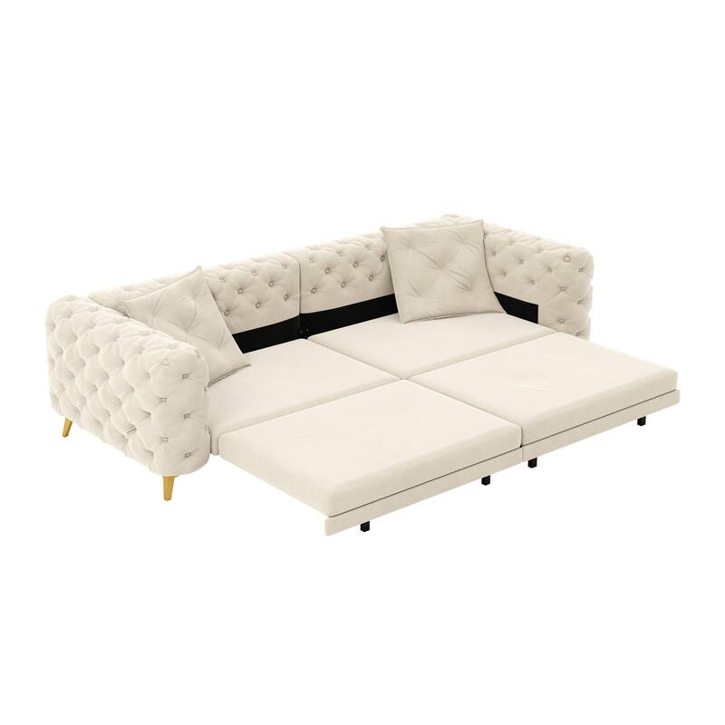 GDFStudio - Velvet 97.7" 3-in-1 Convertible Sleeper Sofa with Pull-Out Bed