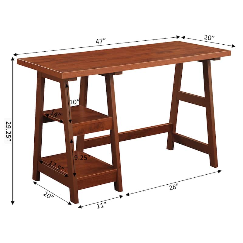 Convenience Concepts Designs2Go Trestle Desk with Shelves