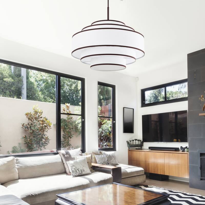 GetLedel 30 in. 7-Light Dimmable Tiered Drum Chandelier
