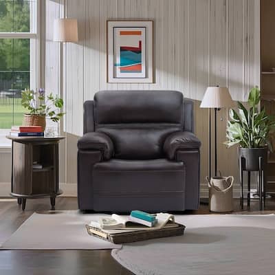 Genuine Leather Power Recliner with Zero Gravity Dual Power Adjustable Headrest & Footrest USB Type-C Charging Ports.